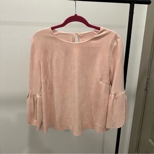 Suede Pink Bell Sleeve Top
